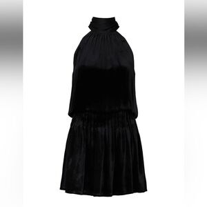 Ramy Brook Sleeveless Black Velvet Halter Drop-Waist Dress Size Medium